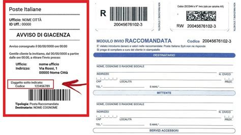 avviso di giacenza codice lv|Identificare il Contenuto di una Raccom.